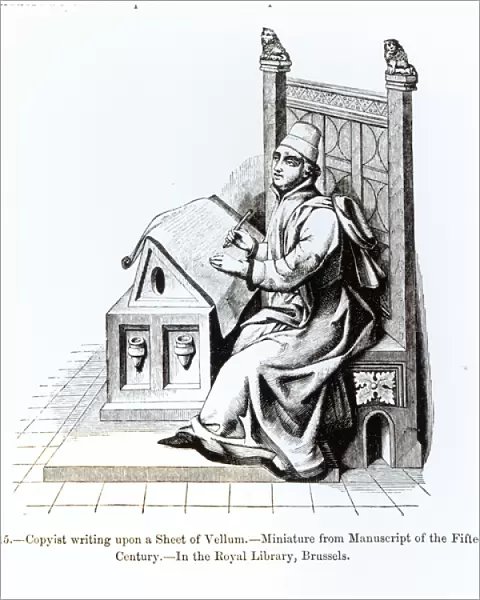 Copyist Writing upon a Sheet of Vellum, from a manuscript