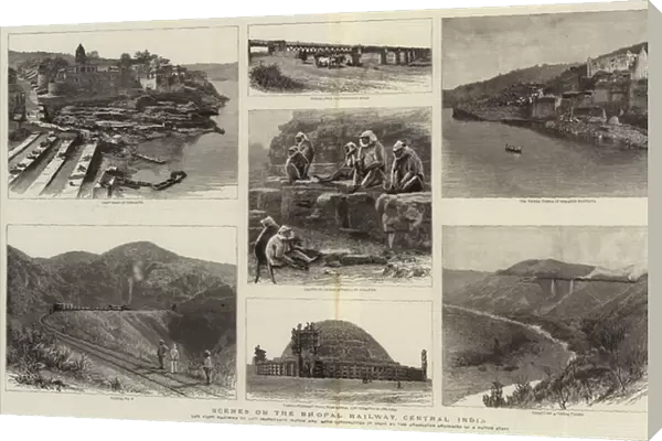 Scenes on the Bhopal Railway, Central India (engraving)