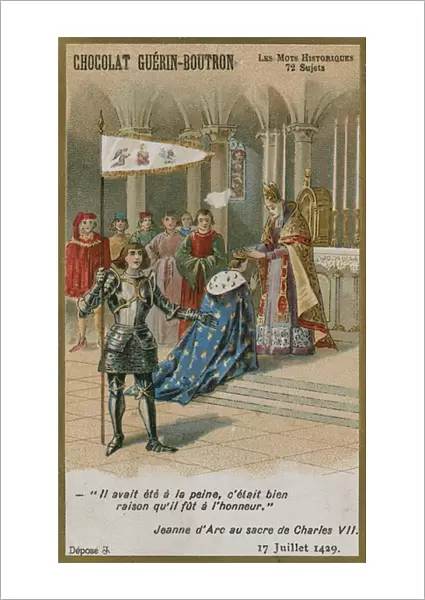 Joan of Arc at the coronation of King Charles VII of France (chromolitho)