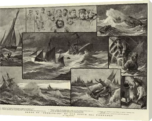 Deeds of 'Derring-Do'by Our North Sea Fishermen (litho)