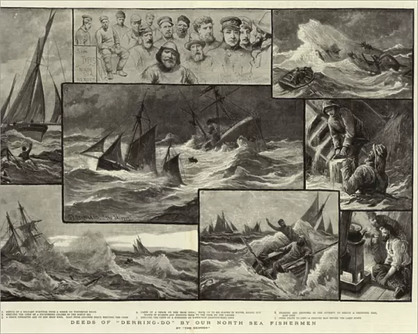 Deeds of 'Derring-Do'by Our North Sea Fishermen (litho)