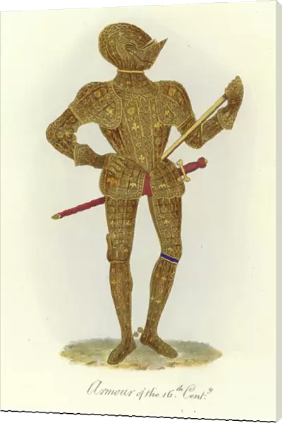 Armour of the 16th Century (coloured engraving)