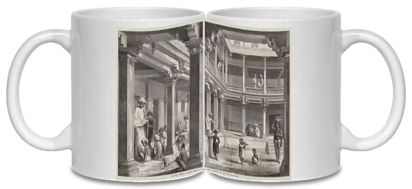 Hindoo School under the Portico of a House in Poonah (engraving)