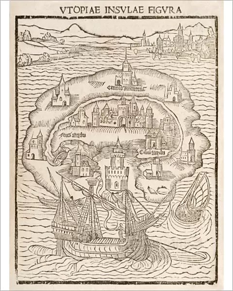 Utopiae Insulae Figura (Map of the New Island of Utopia