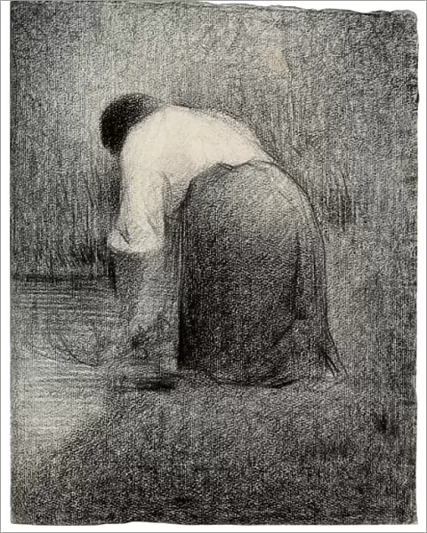Kneeling Woman; Femme agenouillee, c. 1881 (black crayon on paper)