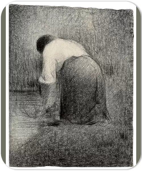 Kneeling Woman; Femme agenouillee, c. 1881 (black crayon on paper)