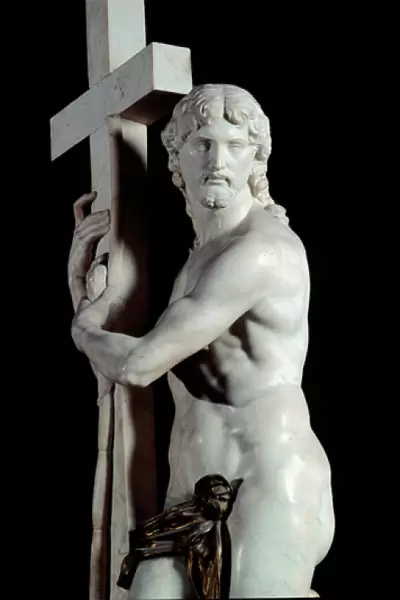 Christ redeemer with the cross, detail (Marble sculpture, 1519-1520)