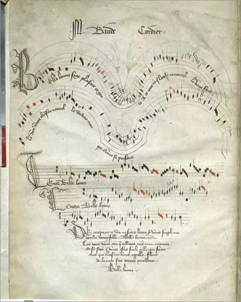 Collection of ballads, motets and songs Musical page with black