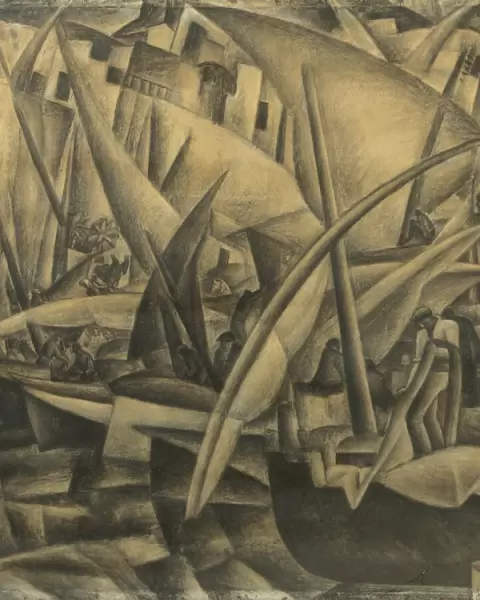 The Harbour of Palma de Mallorca, c. 1914 (charcoal on paper)