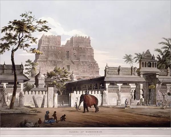 Pagoda at Ramisseram, 1803 (colour aquatint)