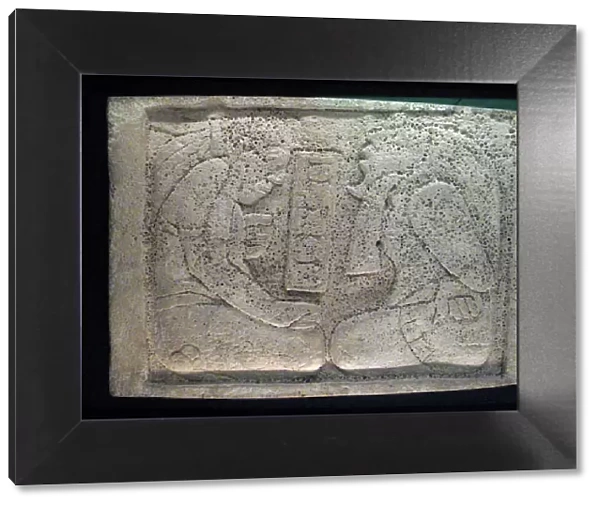 Lintel with two prisoners, Yaxchilan area, Late Classic period, 600-900 AD (stone)