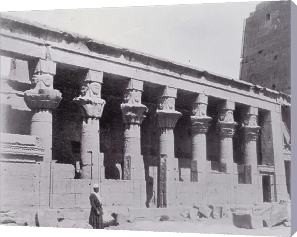 Egypt: Colonnade of the Temple of Isis on the Island of Philae (b  /  w photo)