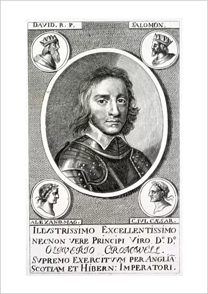 Oliver Cromwell, English Parliamentary politician and soldier, Lord Protector of the Commonwealth of England, Scotland and Ireland after the English Civil War (engraving)