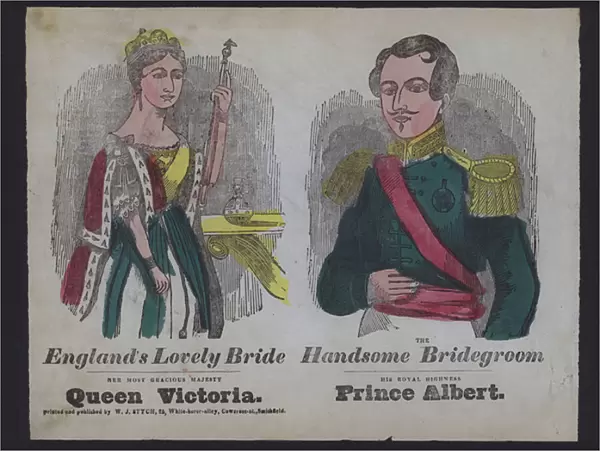 Popular illustration celebrating the wedding of Queen Victoria and Prince Albert (coloured engraving)