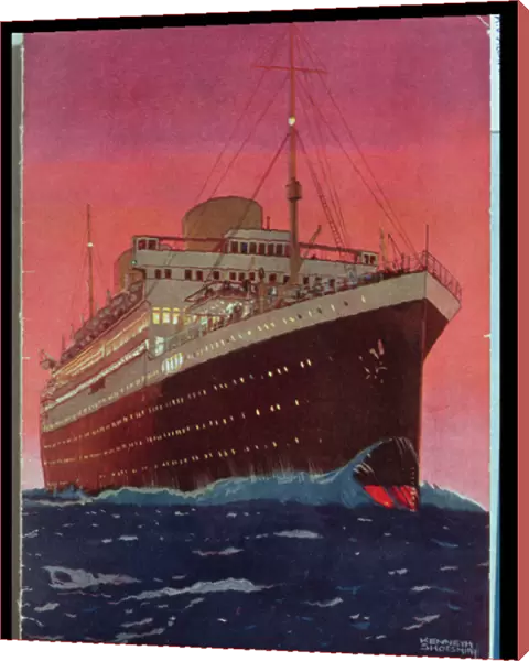 The Liner M. V. Alcantara at Sea, 1928 (colour litho)