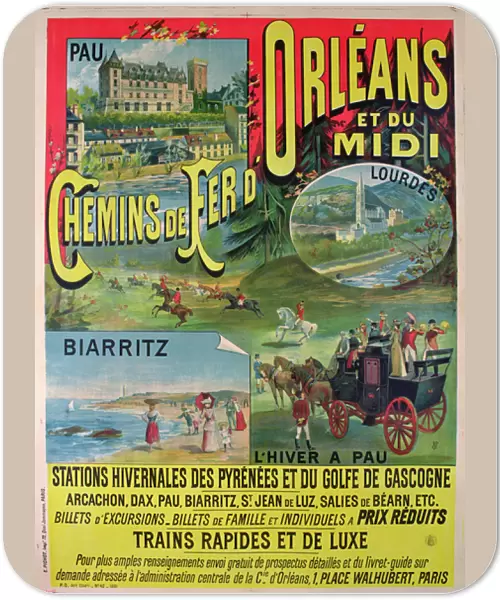 Poster advertising the railways of Orleans and Midi, France (colour litho)
