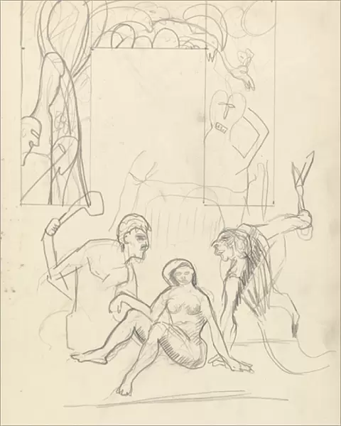 Design for a Decorative Doorway: Primitive People, for the Cave of the Golden Calf