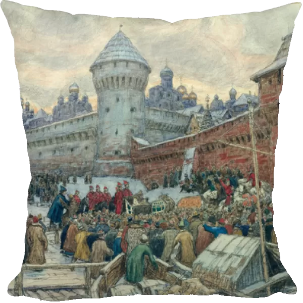 Ancient Moscow, departure after a fight (oil on canvas)