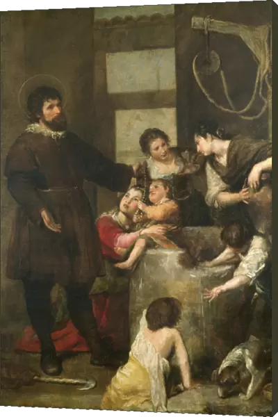 St. Isidore saves a child that had fallen in a well, 1646-48 (oil on canvas)