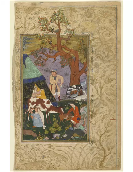Folio from a Divan (collected poems) by Awhadi; verso: An Encampment, Herat, Afghanistan