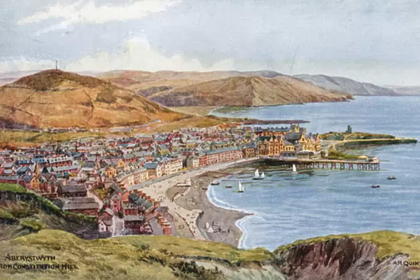 Aberystwyth from Constitution Hill (colour litho)