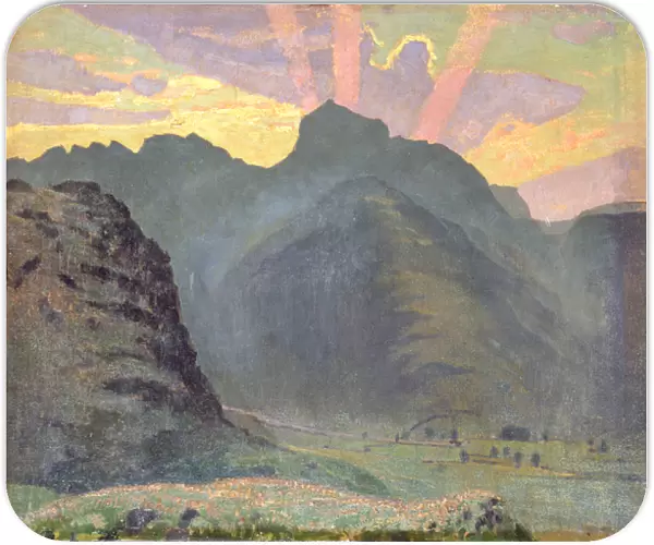 Sunrise in the Lake District, 1915 (oil on board)