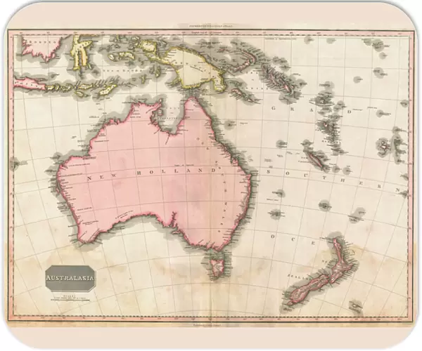 John Pinkertons map of Australia and the South West Pacific, 1818 (colour engraving)