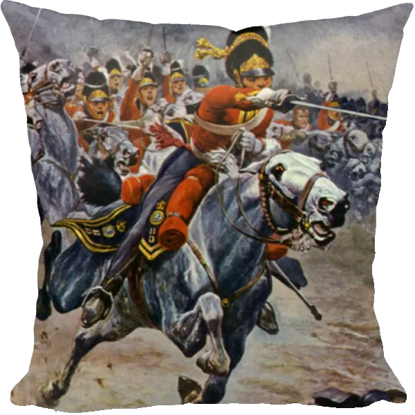 Waterloo, The Charge of the Scots Greys (colour litho)