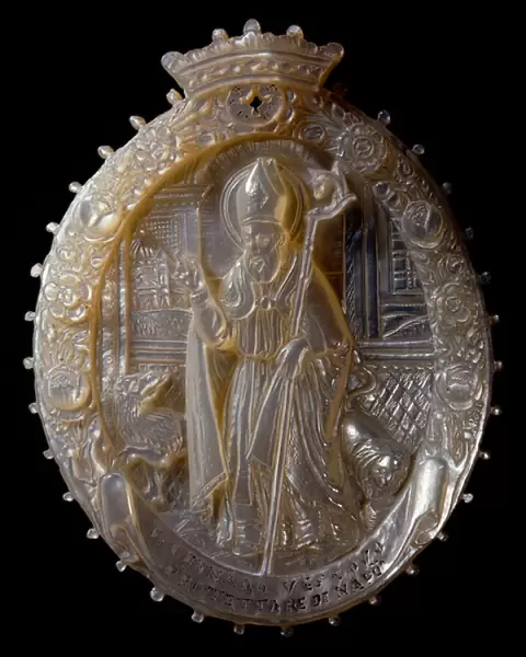 Cameo in mother-of-pearl of San Gennaro the vicar