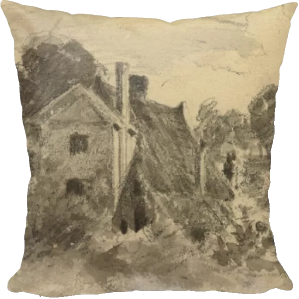 Cottages (recto), 1816 (graphite with brush & grey & brown inks & white chalk on cream