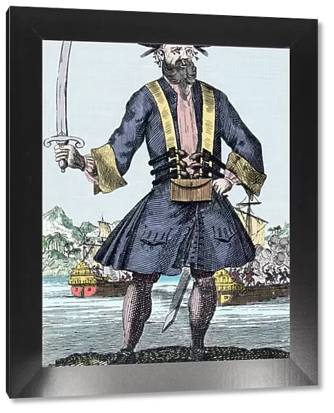 Portrait of the pirate Edward Teach dit Barbenoire (Blackbeard or Blackbeard, 1680-1718)
