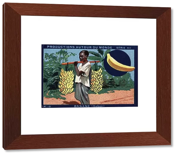 Productions around the world: Banana in Gabon. Chromolithography of 1933 in '