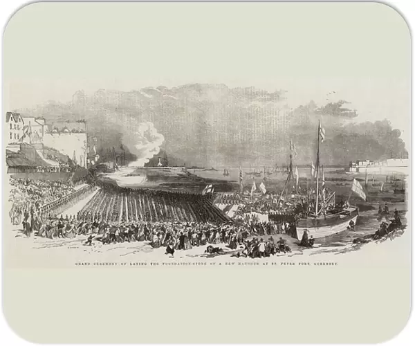 Grand Ceremony of laying the Foundation-Stone of a New Harbour at St Peter Port, Guernsey (engraving)