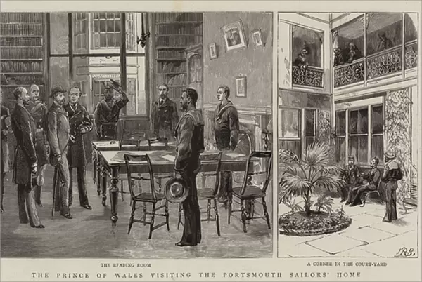 The Prince of Wales visiting the Portsmouth Sailors Home (engraving)