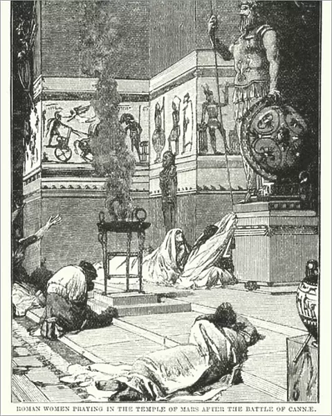 Roman Women praying in the Temple of Mars after the Battle of Cannae (engraving)