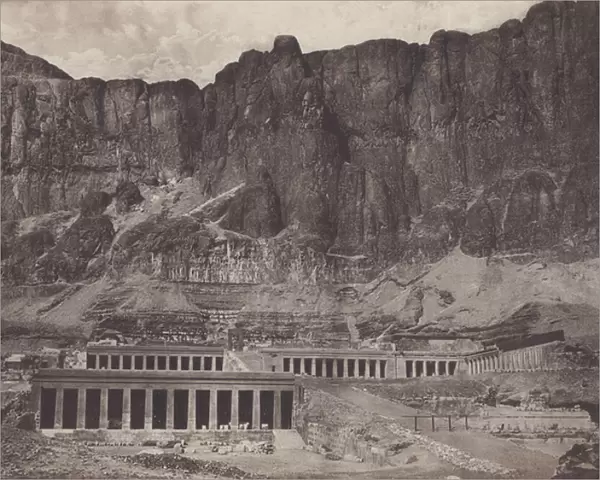 Thebes, General view of the Temple of Deir El Bahari (b  /  w photo)