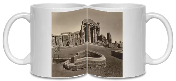 Kom-Ombo, General View of the Temple with the Sacred Lake (b  /  w photo)