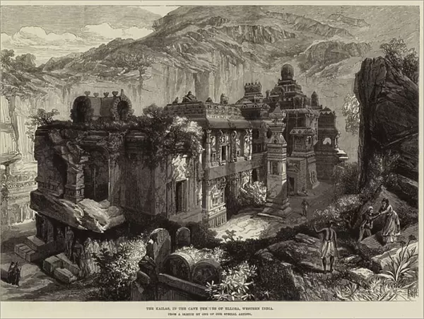 The Kailas, in the Cave Temples of Ellora, Western India (engraving)