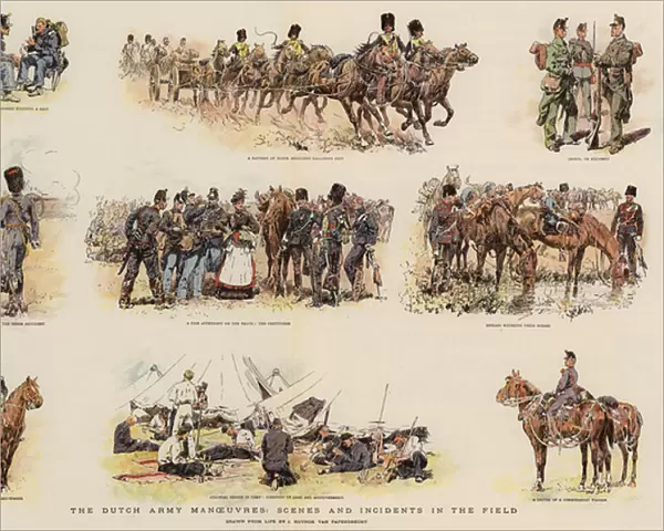 The Dutch Army Manoeuvres, Scenes and Incidents in the Field (chromolitho)