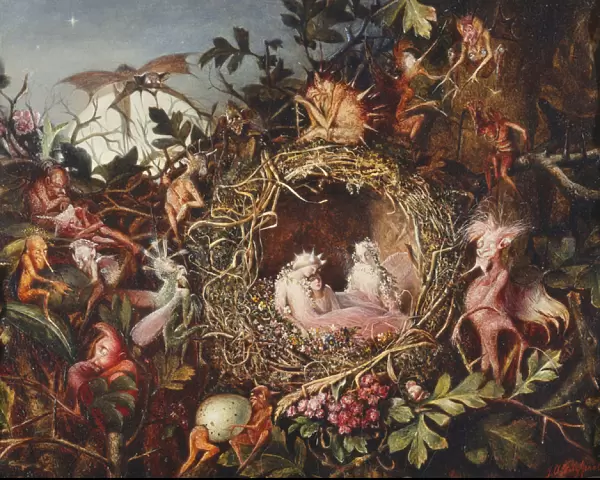Fairies in a Birds Nest, c. 1860 (oil on canvas)