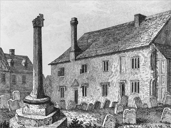 Grammar School at Dorchester, Oxfordshire, 1827 (engraving)