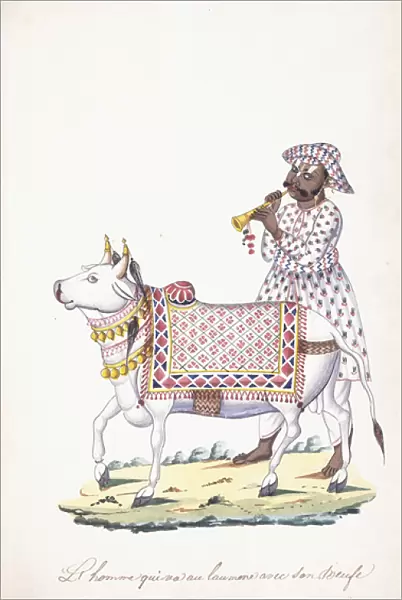 A man with his ox, c. 1825 (pencil, pen, black ink, w  /  c, on Whatman paper)