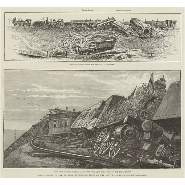 The Accident to the Emperor of Russias Train on the Azov Railway (engraving)