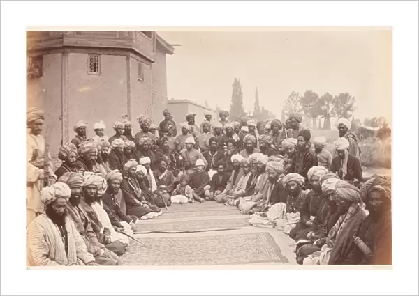 Major Cavagnari and Sirdars, Jellalabad Durbar group, 1879 (b  /  w photo)
