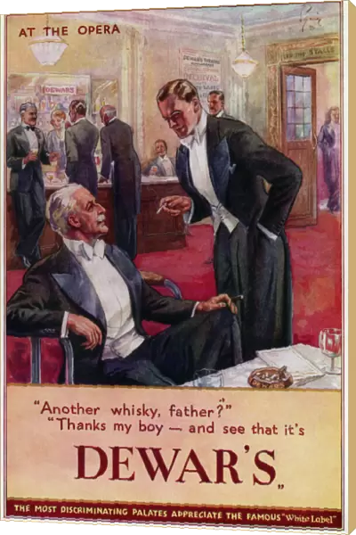 Advertisement for Dewars Whisky: At The Opera (colour litho)