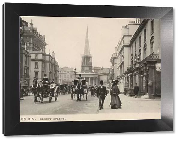 London, Upper Regent Street, carriages and hansom cabs (b  /  w photo)