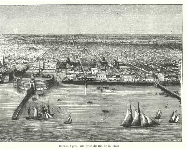 View of Buenos Aires, Argentina, from the River Plate (engraving)