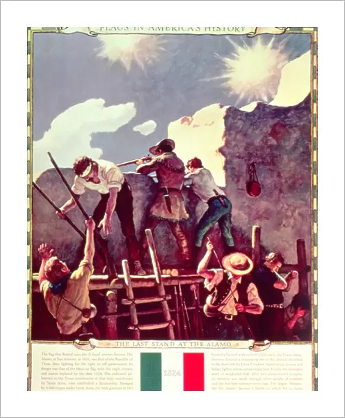 The Last Stand at the Alamo, 6th March 1836 (colour litho)_