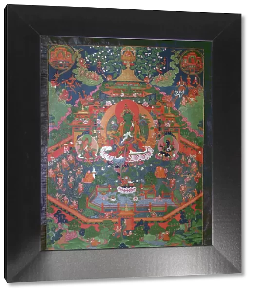 Thangka depicting Green Tara (gouache on textile)