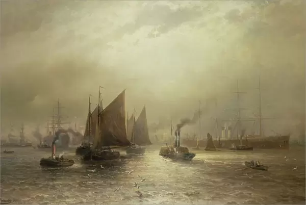 A Busy Morning on the River Mersey, 1891